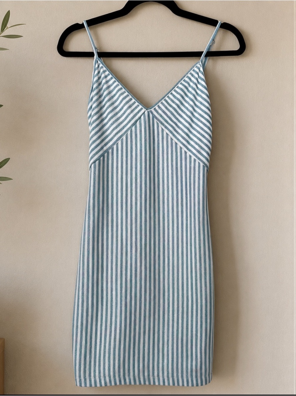 Princess Polly Arley Mini Dress - Light Blue White Striped Size US 4 - Tight Fit